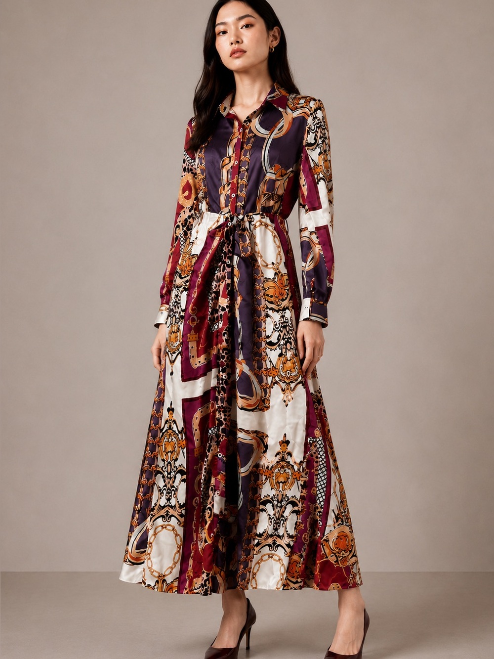 Chicme long-sleeve maxi shirt dress